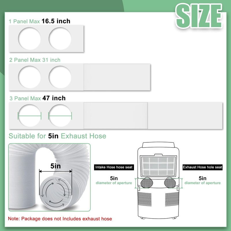 Memrita Dual Hose Portable Air Conditioner Window Seal Kit, 5"