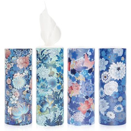 Facial Tissues with Cap - 4 PK Car Tissues Cylinder,Car Tissue Holder with Facial Tissues Bulk,round tissue boxes for car,Travel Tissues for Car Cup Holder,round tube tissues
