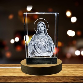 3D Crystal Jesus Figurine Statue with LED Light (Large)