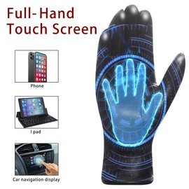 Harssidanzar Winter Leather Gloves for womens Warm Fleece Lining Touchscreen Vintage Finished GL018,Black,Size M