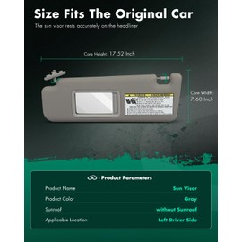 SCITOO Car Sun Visor Assbembly with Mirror Fit for 2004-2008 for Toyota for 4Runner Gray Without Sunroof(Left Driver Side)