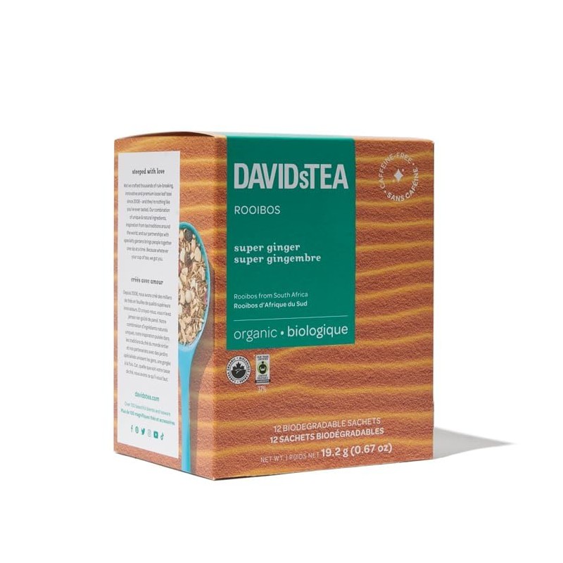 DAVIDsTEA Organic Super Ginger Tea, caffeine-free, 12 tea bags