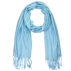 Falari Women's Solid Color Pashmina Shawl Wrap Scarf 80" X 27" Sky Blue
