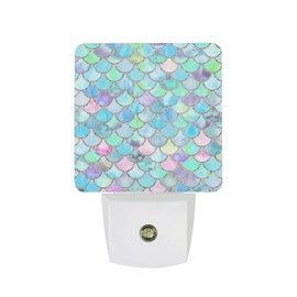DIQISHIZHU Plug-in LED Night Light Dusk to Dawn Smart Sensor Bright Night Light Auto-On/Off Warm White for Bedroom Hallway Bathroom Kitchen Stairs Energy Efficient Colorful Fish Scales