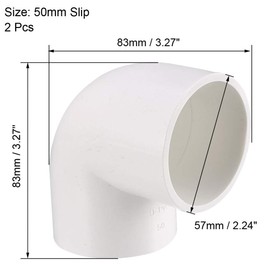 TOP-VIGOR 2Pcs 50mm Slip 90 Degree PVC Pipe Fitting Elbow Coupling Connector, Water Pipe Slip Socket Connector for PVC Pipe Corner Connection, White