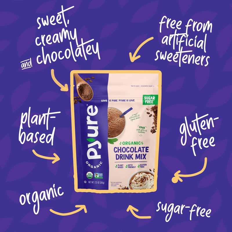 Pyure Organic Sugar Free Chocolate Drink Mix | Low Carb