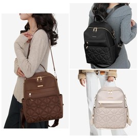 Backpack Women Nylon Waterproof Casual Daypacks Multipurpose Convertible Backpack School Bag for Girls Lightweight Girls Rucksack Classic Casual Backpack for Travel College Work (Brown)