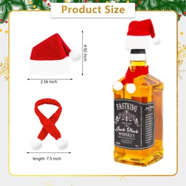 Asisca Pink Christmas Wine Bottle Cover Set, Mini Santa Hat and Christmas Scarf for Wine Bottle Decoration Xmas Party for Christmas Ornaments (12 pcs)