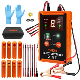 Universal Fuel Injector Tester and Cleaner Tool Kit, DIY Cleaning Tool Kit with 8 Size Cleaning Adapters, 8 Pulse Modes, 6 Wire Dual Channel for 3 Fuel Injectors, 12V/5V Output Power