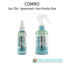 Best Bee Brothers Shake + Shield No-See-Ums Gnat Spray – Non-Greasy Bug Spray Body Mist Made with Plant-Based Ingredients, 8 Oz.+ 2 Oz.