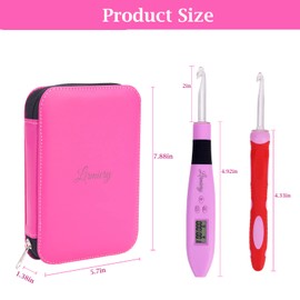 17 Sizes Counting Crochet Hook Set Digital 2.50~14.0mm,2 Levels Brightness Dimmable Light Up Crochet Hooks for Stitch & Row Counter,Beginner Knitting Kit with 17Interchangeable Crochet Hooks