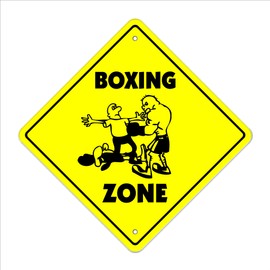 Boxing Crossing Sign Zone Xing | Indoor/Outdoor | 20" Tall Boxer Fighter Fight Gloves Ring Punching Bag Heavy handwraps
