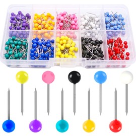 1000 Pcs Map Push Pins 10 Assorted Colors Round Head Map Tacks with Steel Points Decorative Drawing Pins for Cork Board Bulletin Board Map Maker Photo Wall Office Home Supplies