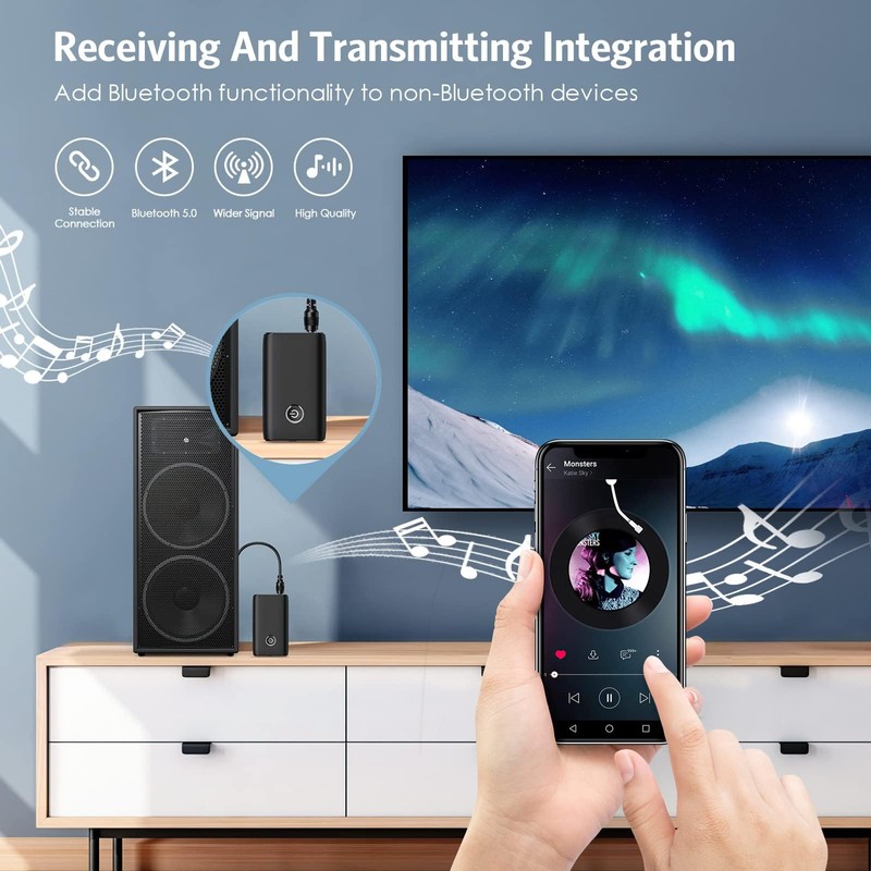 Ankilo (Upgraded) Bluetooth Adapter Audio, 2 in 1 Bluetooth Sender