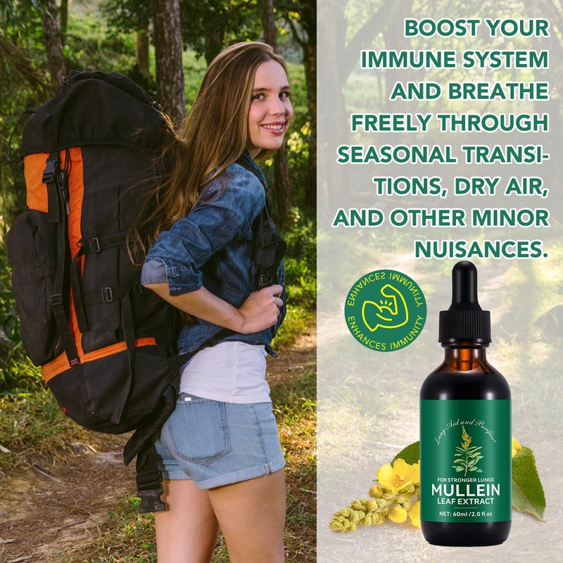 Mullein Leaf Extract for Lungs,60ML Premium Mullein Leaf Extract Drops