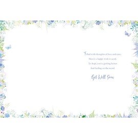Paper Rose Get Well Card - Meadow Flowers and Butterflies with Foil Details - Eco-Friendly and Recyclable