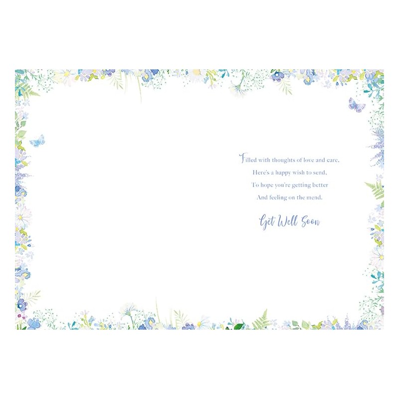 Paper Rose Get Well Card - Meadow Flowers and Butterflies