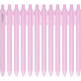 U-RIGHT 12 Pcs Gel Ink Pens Black Ink 0.5 mm Fine Point Smooth Writing Cute Pens for Office School (Light Pink)