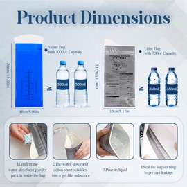ZSSZD Disposable Urine Bags, 15PCS Pee Bags & 5PCS Vomit Bags, 700ml Portable Urine Bag for Camping Tent Toilets, Traffic Jam, Emergency Travel Car Urination Device, Porta Potty for Men Women Kids