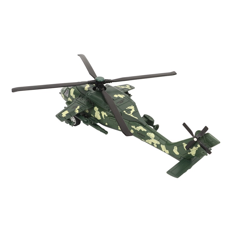 Diecast Metal Helicopter Model Sound Light Pullback Alloy Fighter Aircraft