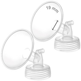 (19 mm, Two Flanges Clear) - Maymom Wide Neck Pump Parts for Spectra S1/S2 Pumps; Incl Wide Mouth Flanges; Not Original Spectra Flange; Replaces Spectra Shield (19 mm Two Flanges)