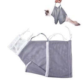 PMELCXD Cat Bathing Bag, Cat Mesh Bag, Breathable Mesh Spout Cat Bathing Supplies, Adjustable, Scratch Resistant, Cat Retention Bag, Cat Bath Fixed Bag, Nail Trimmer (Grey)