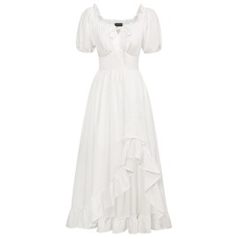 Scarlet Darkness Summer Dresses for Women Renaissance Dress Off Shoulder Pirate Costume Off-White XL