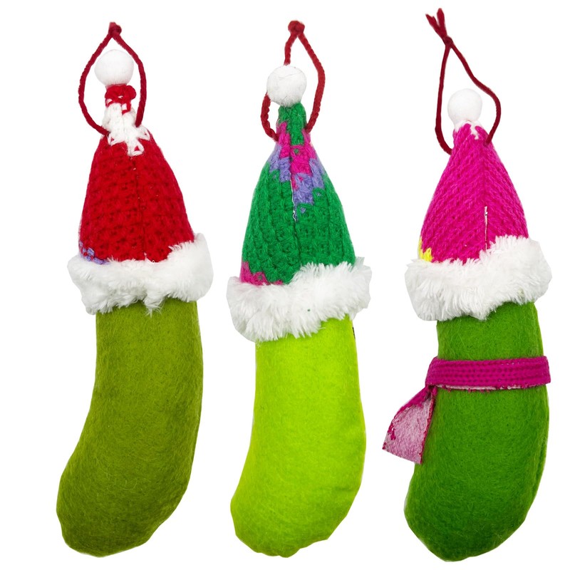3 pcs Pack Felt Pickle Christmas Tree Ornaments