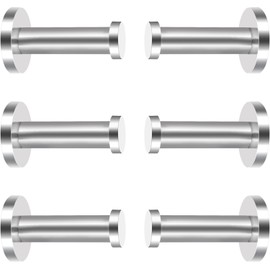 EBOOT 6 Pieces Stainless Steel Wall Mount Robe Hooks Coat Hook Towel Wall Hook (2 Inch, Silver)