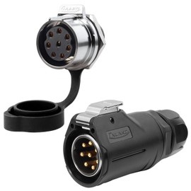 CNLINKO LP-28 8-Pin Industrial Waterproof Connector Shell Solder Connector, IP68 Quick Plugging Aviation Connector, M28 Single Hole Socket Panel (8-PIN Soldering)
