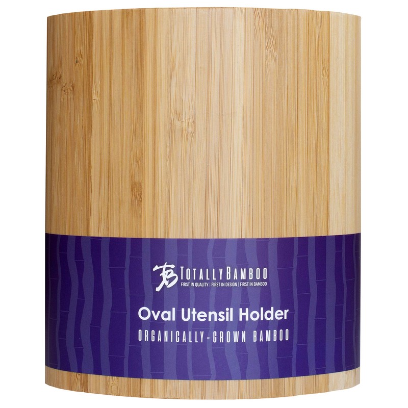 Totally Bamboo Oval Shaped Bamboo Kitchen Utensil Holder, 6" x