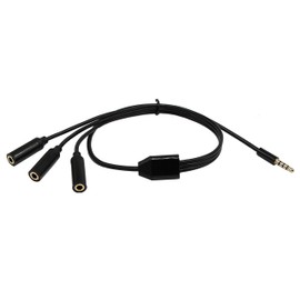 3.5mm TRRS Audio AUX Cable-zdyCGTime 1.5ft 3.5mm (1/8") TRRS 4-Pole/3-Rings Male to 3X Female 3.5mm TRRS 4-Pole/3-Rings Stereo Splitter Audio Cable, Gold-Plated