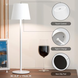 uuffoo 3 Pack Rechargeable Table Lamp Cordless Battery Operated Table Lamps Shower Lamp Bathroom Lamp with 3 Colors Stepless Dimming, Desk Lamp for Restaurant, Patio, Bedroom, Bar (White)