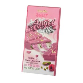 Angel Hair Chocolate Bar - 6 oz (170 G) Raspberry White Chocolate with Cotton Candy and Pistachio Cream – 6 oz (170 G) - Quantity: Pack of 2