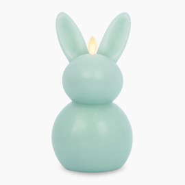 Luminara Easter Bunny Candle- Fresh Mint 4.5" x 4.5" x 8.5"- Flameless Real-Flame Holiday-Inspired Decor- AA Batteries- Flickering LED Flame