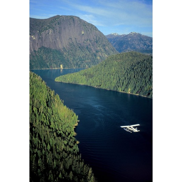 Posterazzi Aerial View Of Float Plane Flying Over Misty Fjords'