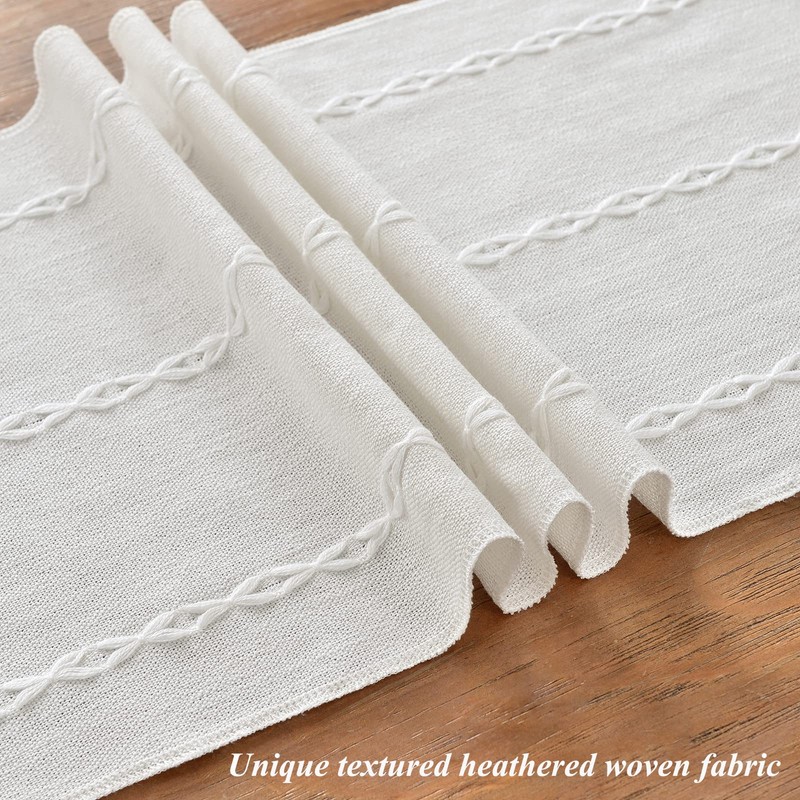 Wracra Cotton Linen Table Runner Farmhouse Style White Table Runner