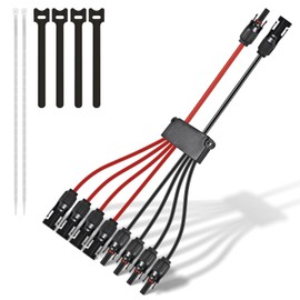 Solar Parallel Connectors for 4 Solar Panels - 2 to 8 Y Branch Adapter, Tool-Free, IP68 Waterproof 10AWG Cable Splitter for PV Systems (FMMMM/MFFFF)
