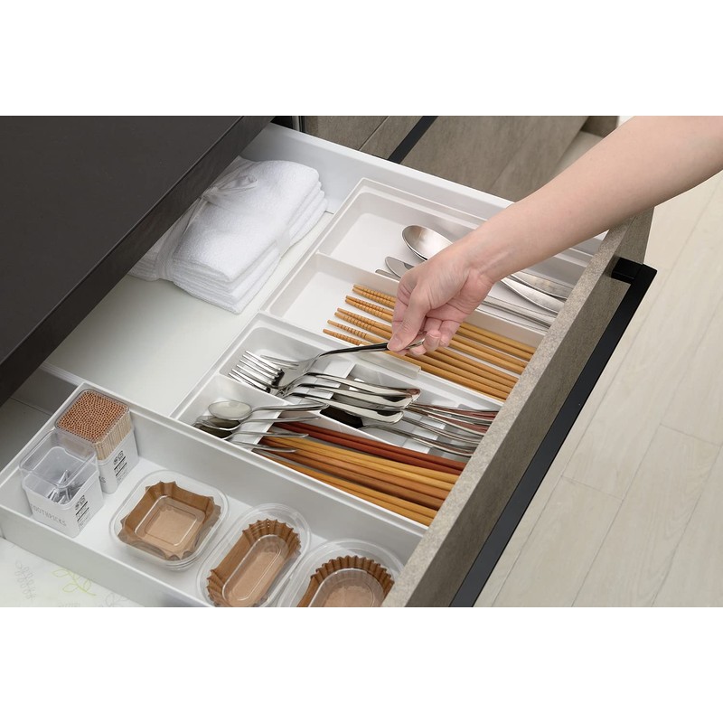 Richell Totono N Cutlery Stand for Drawers, Wide, White