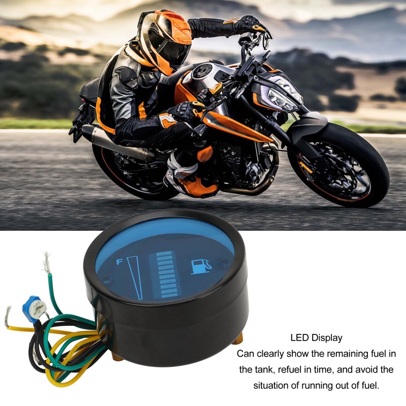 Motorcycle Fuel Level Gauge 52mm Housing Diameter LED Light Display