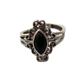VIE Boho Oval Crystal Ring, Black Agate