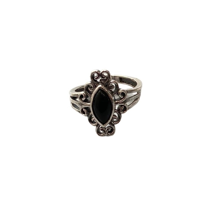VIE Boho Oval Crystal Ring, Black Agate