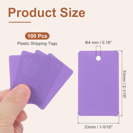 PATIKIL Plastic Shipping Tags with Wire, 100 Pcs 2-1/16" x 1-5/16" Waterproof Blank Labels Hang Tag with String for Outdoor Luggage Product Identification Price Marking, Purple