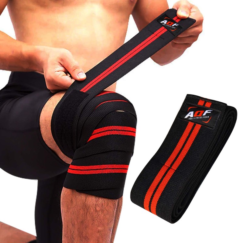 AQF Knee Wraps Weight Lifting Bandage Heavy Duty Elasticated Support