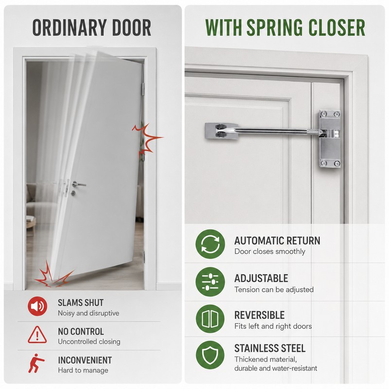 Adjustable Soft Close Door Closer, Stainless Steel Cabinet Damper Buffer