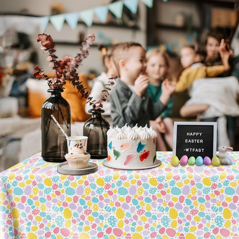 BFB Easter Egg Tablecloths Disposable 54 x 108 Inch Party