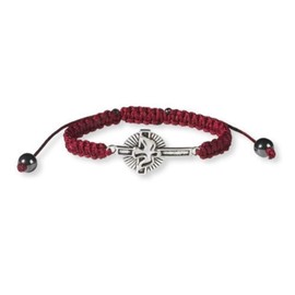 Confirmation Bracelet Adjustable Cord Red with Holy Spirit Dove Cross, Catholic Confirmation Gifts for Teenage Boys, 3 Inch, 3 inch, Nylon