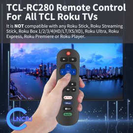 RC280 Remote Control for TCL TV Remote Replacement, No Programming Needed, Easy Install. Replacement Remote for TCL TV Models 55S21 65S451 43S451 50S451 55S451 75S451 85S451.