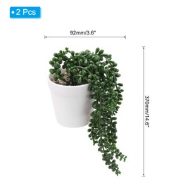 PATIKIL Artificial Succulents, 2Pcs Hanging Artificial Succulents Plant Fake Faux Flower in White Pot for Garden Home Hanging Decorations Arrangement Craft