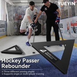 YUEYIN Heavy Duty Hockey Passer Rebounder, Hockey Passer Train Equipment, Side Length 26 in, with 3 Passer Angles, for Single or Multiple Simulation Passer Train, Improve Puck Control Skills, Black